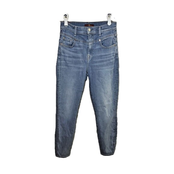 7 For All Mankind Jeans High Rise Medium Wash Cotton Denim Blue Women 28 - Picture 1 of 6